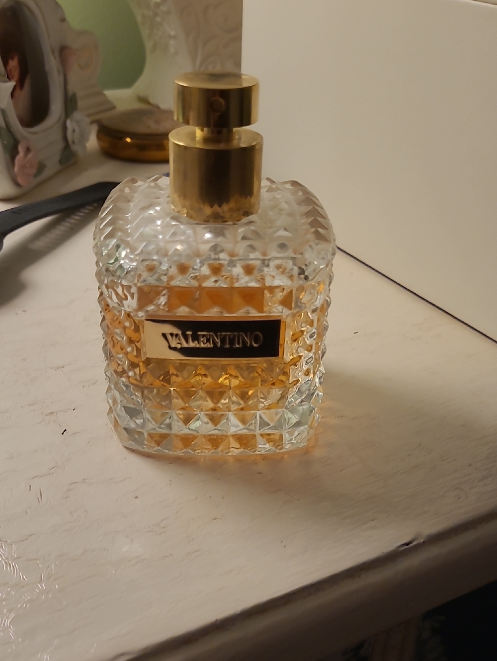 Valentino Studded Glass Fragrance Bottle - Amber & Gold Accents